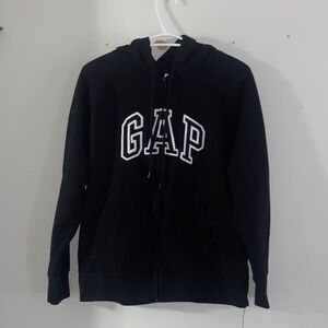 GAP Black Full-Zip Hoodie with White